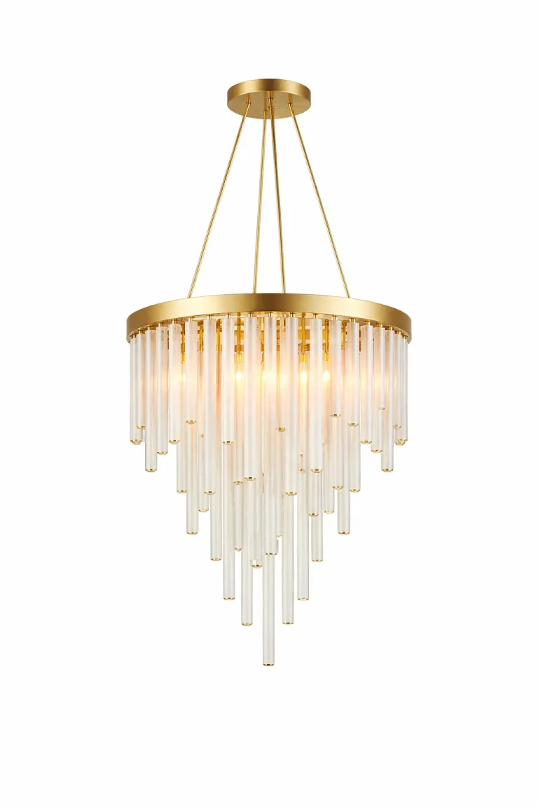 نجفة مودرن ذهبية كريستال تيوبات بإضاءة LED معلقة سقف