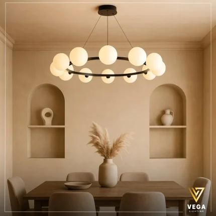 نجفة مودرن سوداء دائرية بكرات زجاجية – نجفة أوربيتا ORBITA