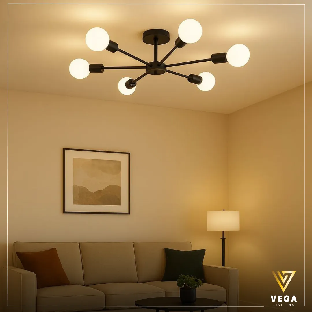 نجفة VECTORIA BK مودرن – Vega Lighting نجفة مودرن سوداء سقفية بكرات زجاجية – نجفة فيكتوريا VECTORIA BK