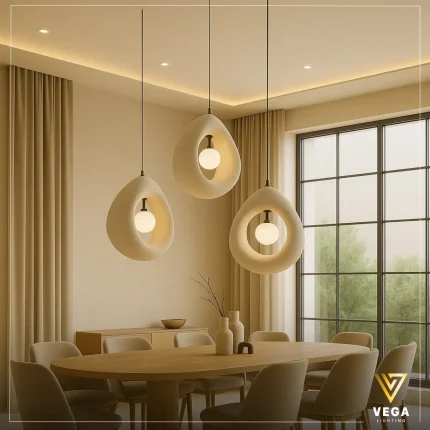 معلقة فايبر مودرن مقاس 45 سم بتصميم عضوي لغرفة سفرة.