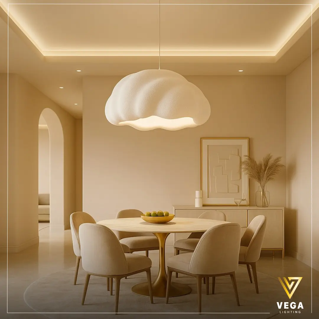 معلقة فايبر CLOUD مقاس 50 سم – تصميم سحابي معلقة فايبر بشكل سحابة مقاس 50 سم فوق طاولة سفرة