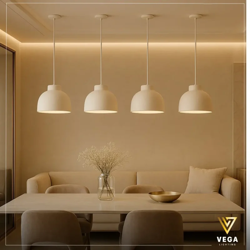 معلقة فايبر BELL بشكل نصف قبة فوق طاولة طعام