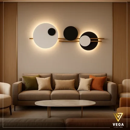 أبليك لورين بتصميم هندسي من دوائر وخطوط ذهبية