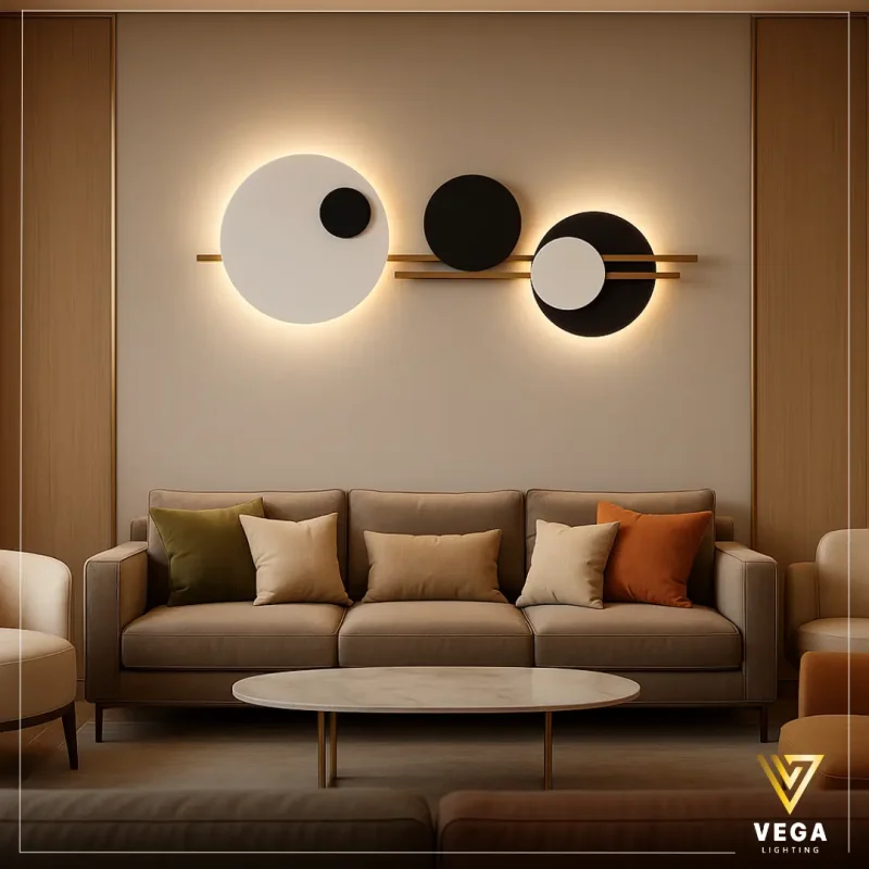 أبليك لورين بتصميم هندسي من دوائر وخطوط ذهبية