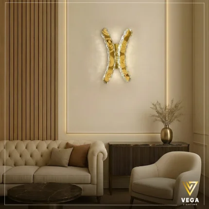 أبليك LUMINEX ذهبي كريستالي بتصميم هندسي مودرن.