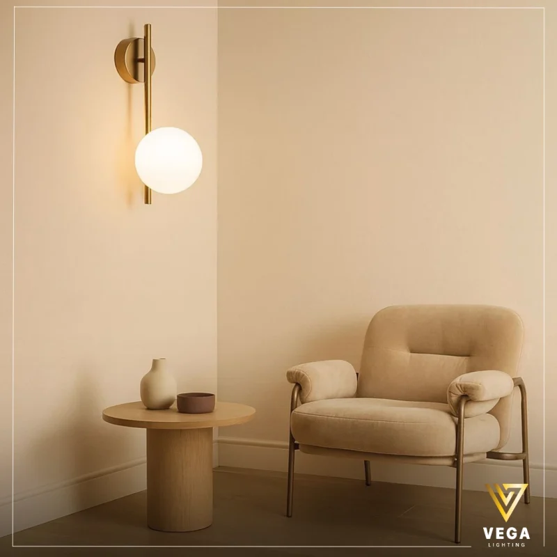 أبليك SOLE ذهبي بلمبة واحدة وتصميم مودرن ناعم.