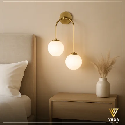 أبليك SWAY ذهبي لمبتين بتصميم منحني مودرن