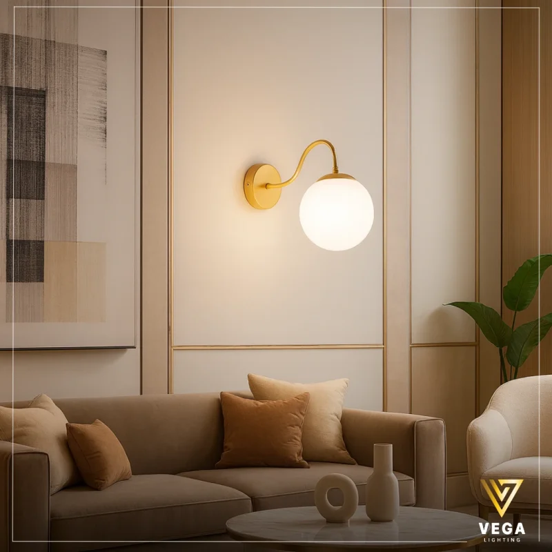 أبليك MOON مون ذهبي بتصميم كروي مودرن لغرف النوم