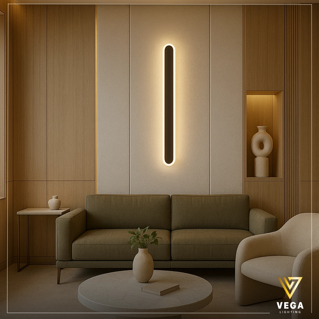 أبليك LINEA BLACK – إضاءة حائط طولي أسود مودرن أبليك انسيابي ذهبي LINEA لينا بتصميم طولي LED مودرن