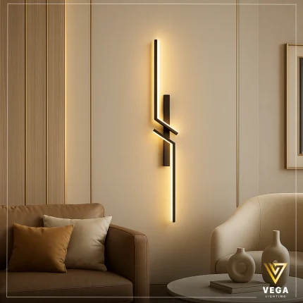 أبليك حائط مودرن حرف L أسود بإضاءة LED دافئة