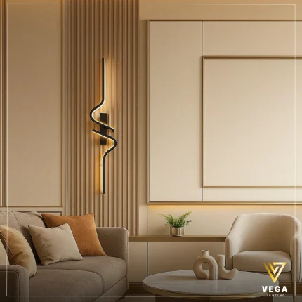 أبليك زجزاج مودرن أسود 80 سم بإضاءة LED