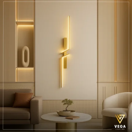 أبليك حرف L مودرن ذهبي 80 سم بإضاءة LED دافئة