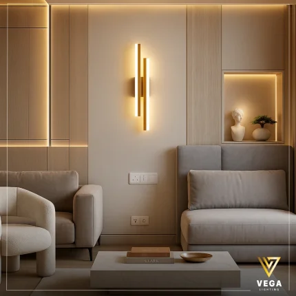 أبليك حرف H مودرن ذهبي 60 سم بإضاءة LED دافئة