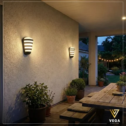 أبليك سـتـرايـب أوت دور أسود بتصميم مخطط وإضاءة LED