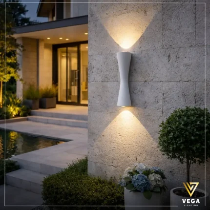 أبليك فـلـو أوت دور إضاءة حائط خارجية لأعلى وأسفل متاح أبيض وأسود