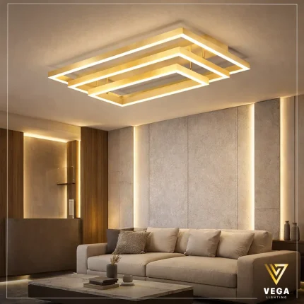 جفة جراند ذهبية ليد ألومنيوم مستطيلات متداخلة لطش