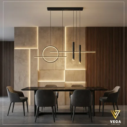 نجفة فيوجن مودرن سوداء إضاءة ليد فوق السفرة فيجا لايتنج