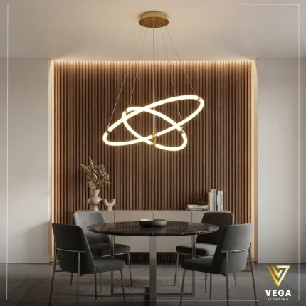 نجفة لوسيد ذهبية ليد ألومنيوم حلقات متداخلة