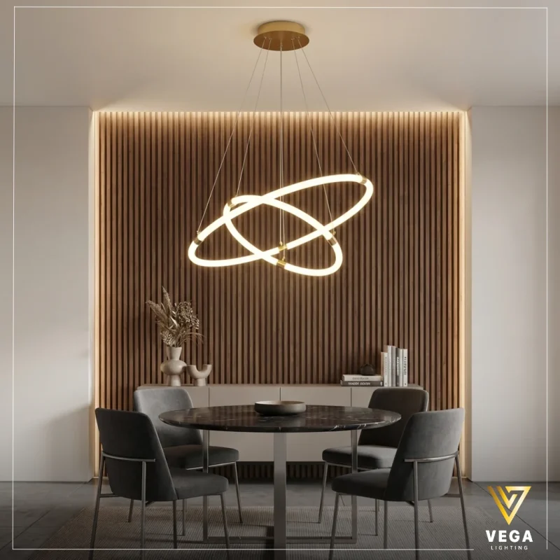 نجفة لوسيد ذهبية ليد ألومنيوم حلقات متداخلة