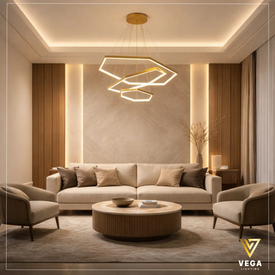 نجفة-سكايلاين-مودرن-SK171 نجفة سكايلاين مودرن ذهبي شمبين إضاءة ليد فيجا لايتنج