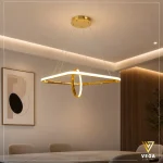 نجفة بمحور دائري فيرتو VERTO بتصميم هندسي معلق باللون الذهبي