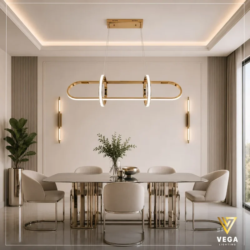 نجفة حلقات معلقة ترانسيل TRANSIL بتصميم عصري باللون الذهبي